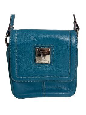 Tignanello-Teal Leather Single Strap Shoulder Crossbody Travel Bag Purse EUC